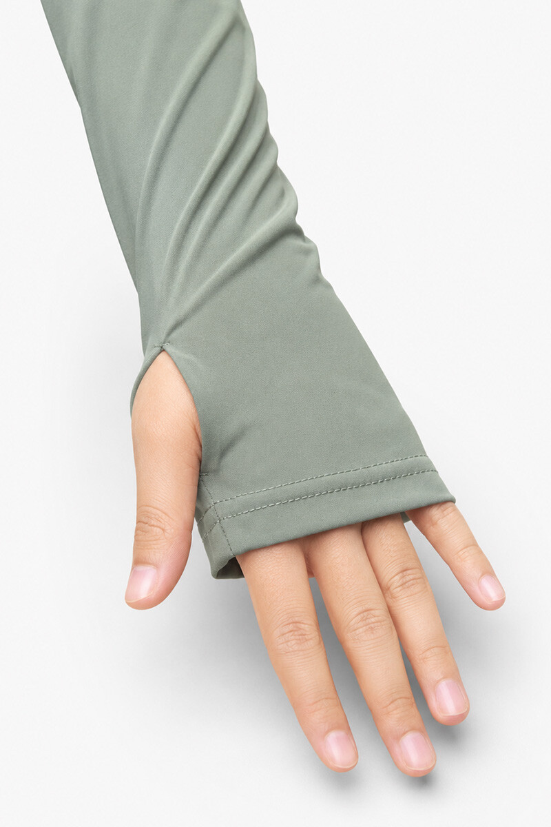 Campera Dama elastizada con dedal Verde