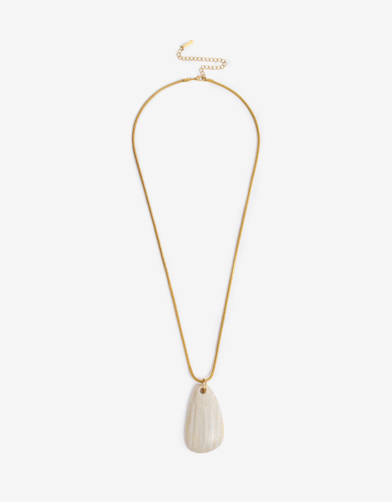 Collares Largos Piedra Collar Largo Piedra - Dorado Oro Cepillado Mate