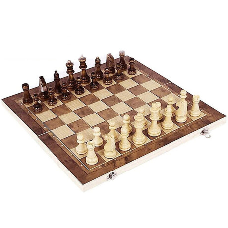 Juego de Mesa 3en1 Madera Ajedrez Damas Backgammon Jug013109