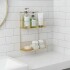 Organizador de Baño Metálico P/ Colgar con 2 Niveles Estante Color Dorado