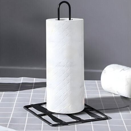Portarollo metal vertical con base 30x15x15 cm NEGRO