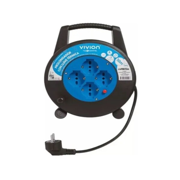 ALARGUE ENROLLADOR 3x1MM 4 SCHUKO 10 METROS VIVION Alargue Enrollador 3x1mm 4 Schuko 10 Metros Vivion