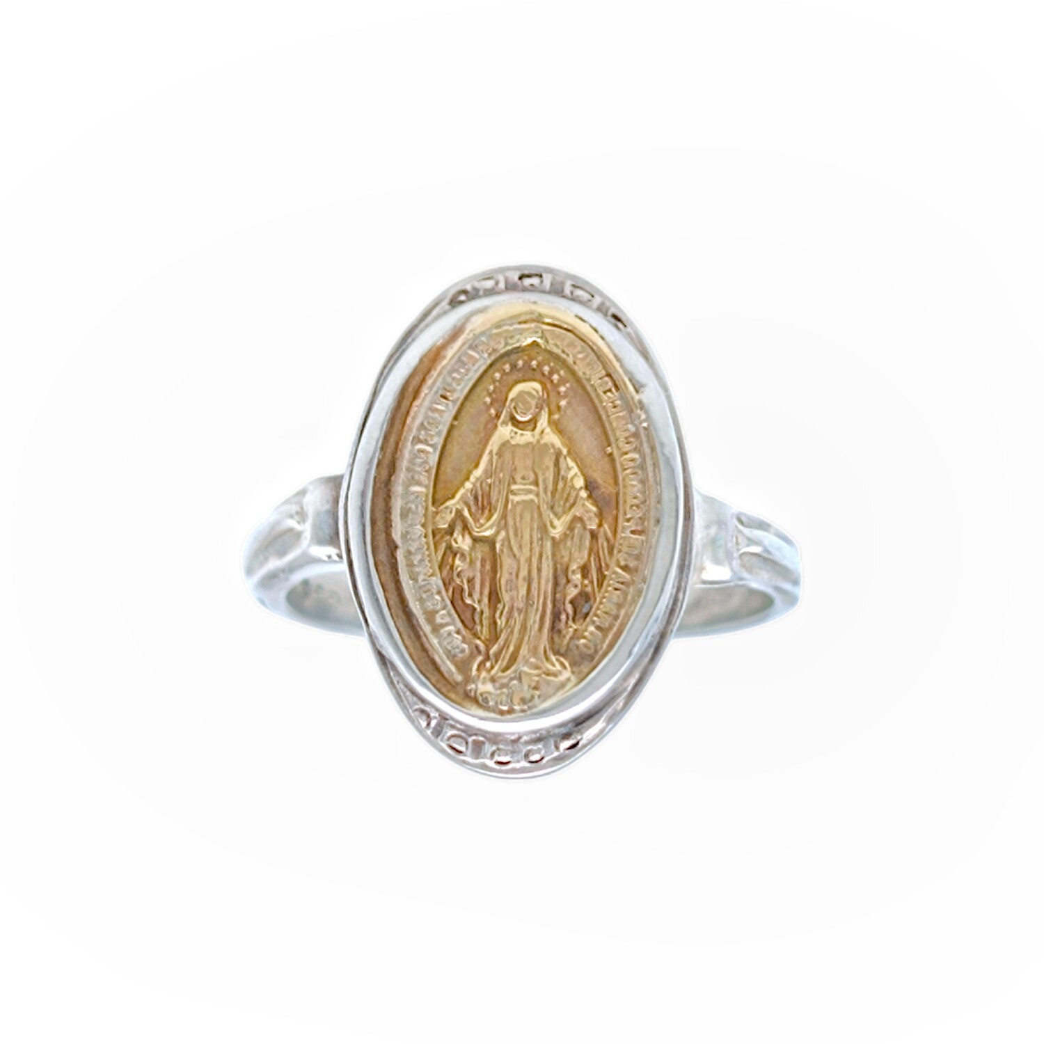 Anillo Virgen Milagrosa-Plata y Oro-Sin Piedra-AN5864 sinpiedra