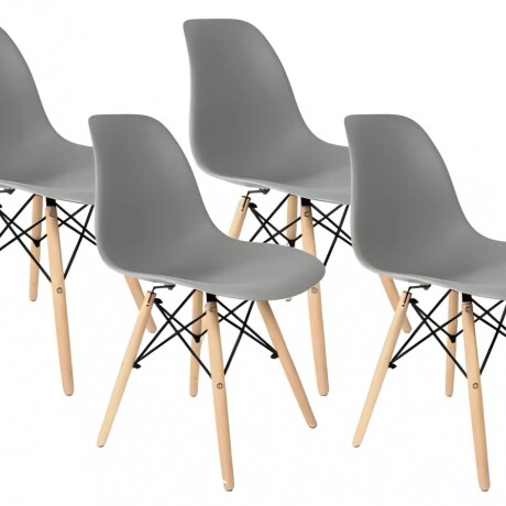 Set X4 Sillas Diseño Eames Moderna p/ Hogar Oficina Gris