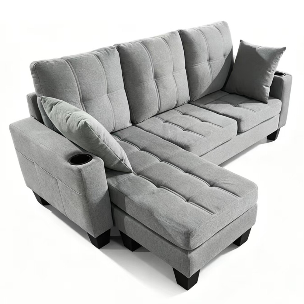 SOFÁ SILLÓN CON CHAISE Gris