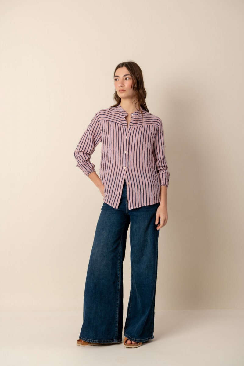 Camisa de lino dama - Rosa 