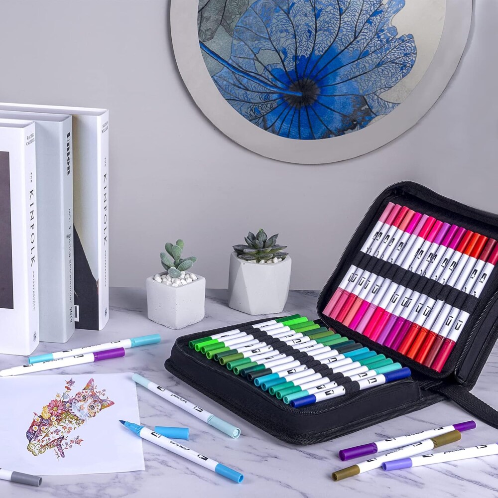 Set De 48 Marcadores Doble Punta Con Estuche Set De 48 Marcadores Doble Punta Con Estuche