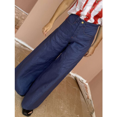 Pantalon Wide Xl Linen Ss26 Azul Piedra