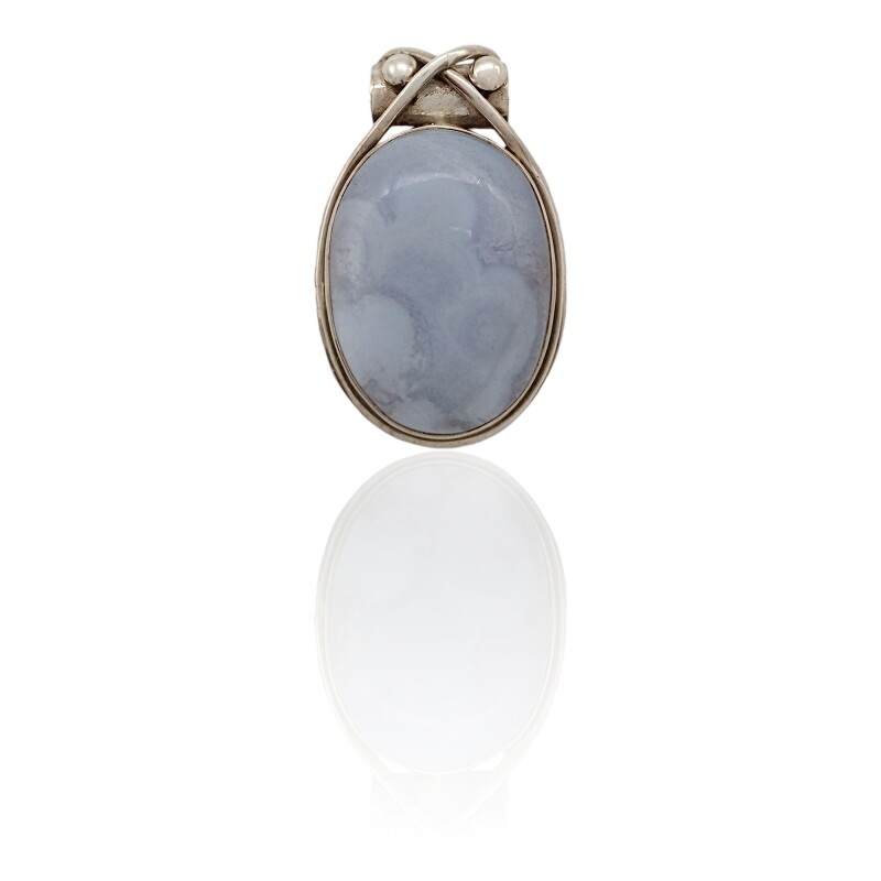Dije Colgante Oval-Plata 925-Agata Blue Light-CP4009 Conpiedra