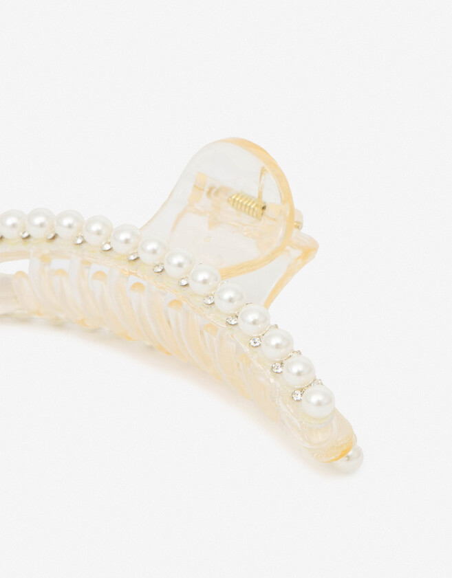 Broche Con strass y perlas Broche Con Perlas - Blanco Crudo