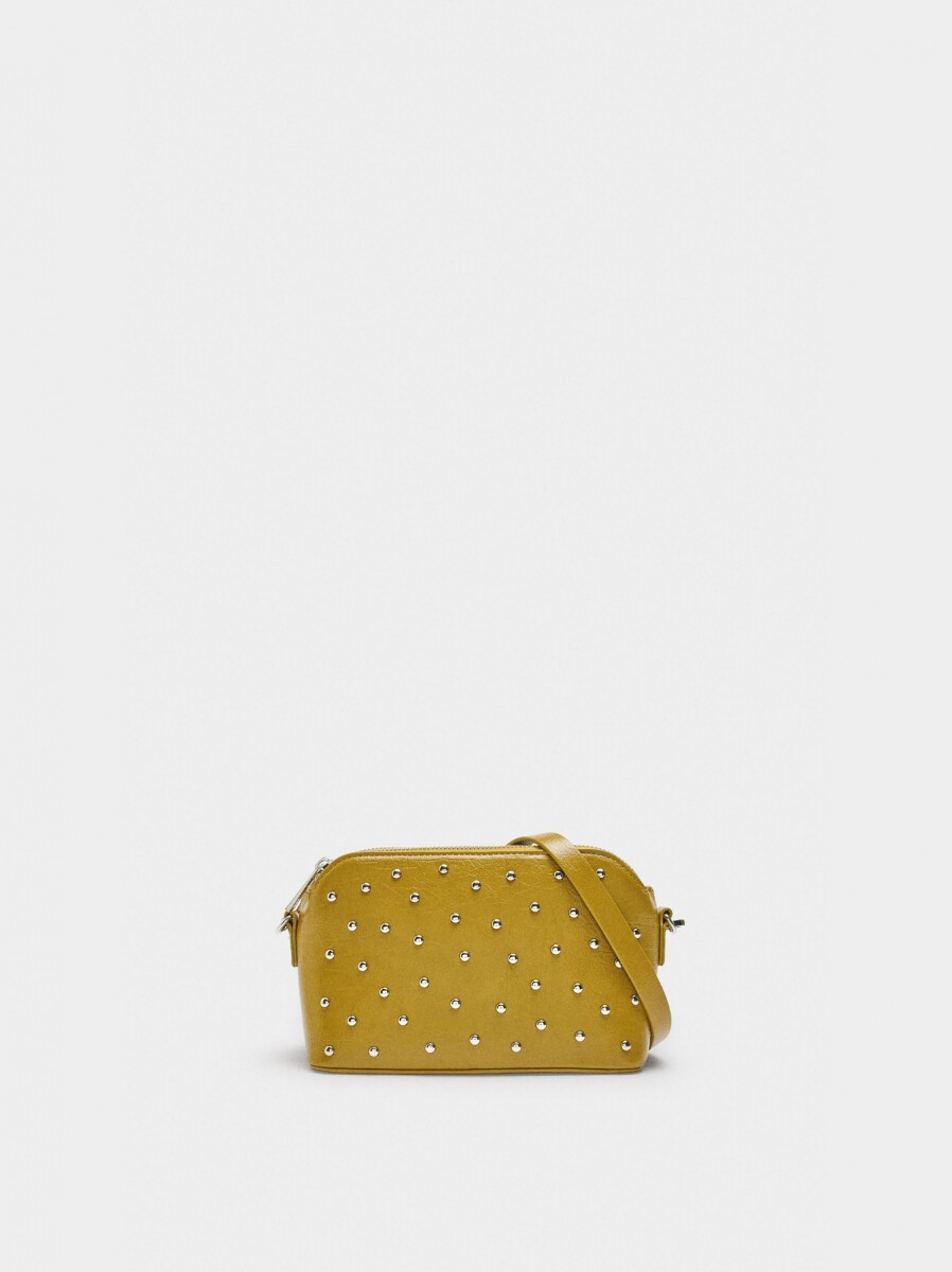 Bolso Bandolera Con Tachuelas - mostaza 