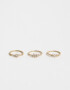 Sets Anillos Premium Gold Set De Anillos Oro Zirconia - Dorado