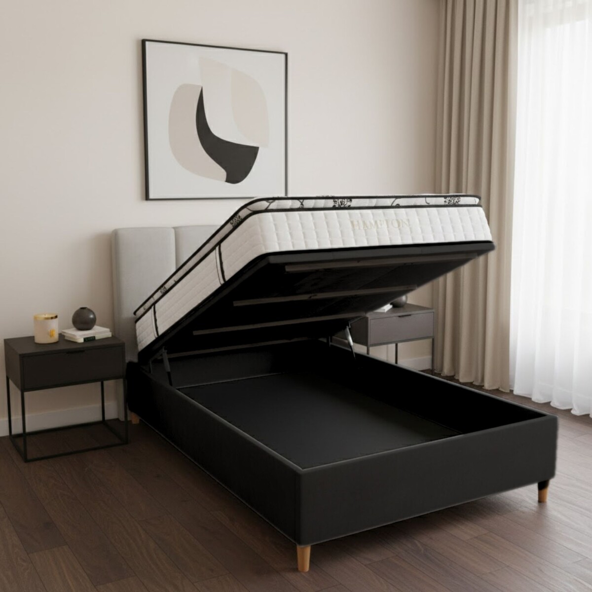 Sommier Baúl Smartbox THM 1 plaza 90x190 Bronze - Negro 