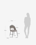 Silla Mahalia gris claro y patas de acero acabado pintado negro Silla Mahalia gris claro y patas de acero acabado pintado negro