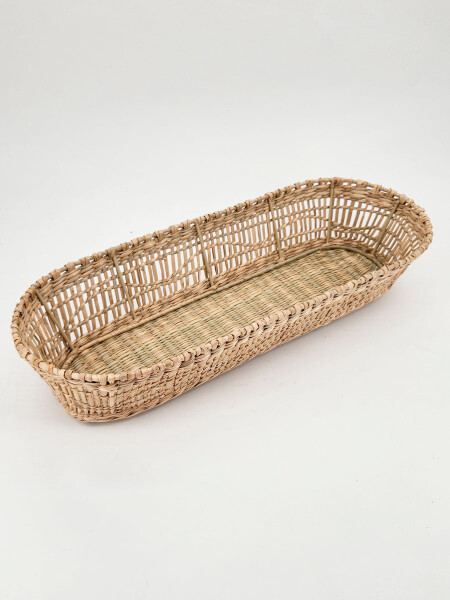 BANDEJA TEJIDA OVALADA MARRON