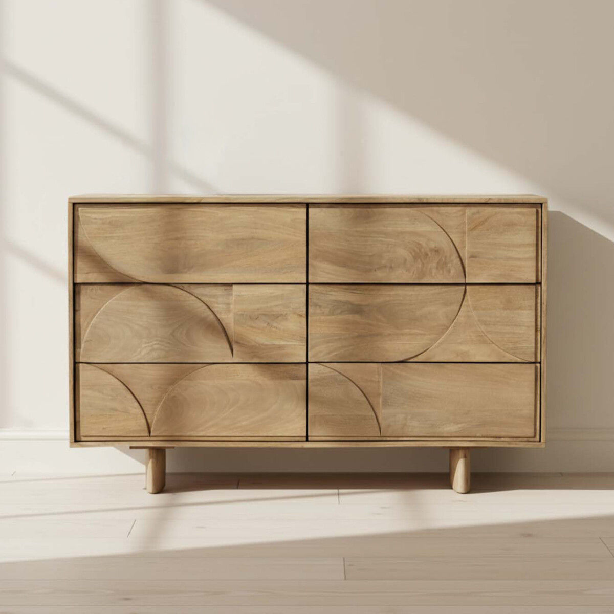 CÓMODA 129CM - MADERA NATURAL-BEIGE ÁNGELES 