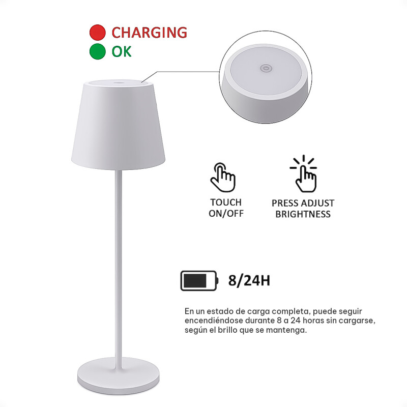 Lámpara de Mesa Inalámbrica LED Recargable Para Interiores y Exteriores Lámpara de Mesa Inalámbrica LED Recargable Para Interiores y Exteriores
