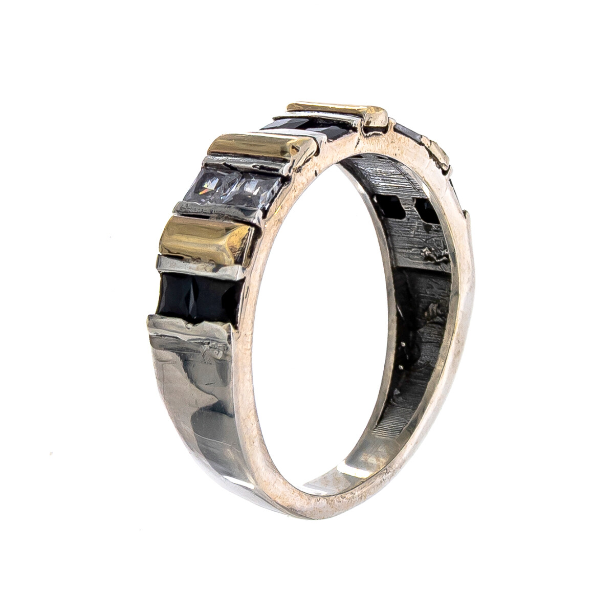 Anillo Plata 925, Double y circonias 