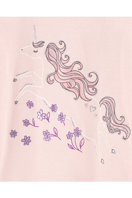 Pijama cuatro piezas de algodón diseño unicornios Sin color