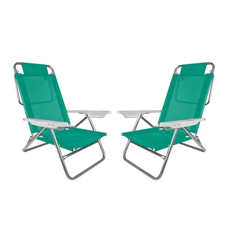 Kit 2 Reposeras Reclinables 6 Posiciones Aluminio Mor Summer Verde