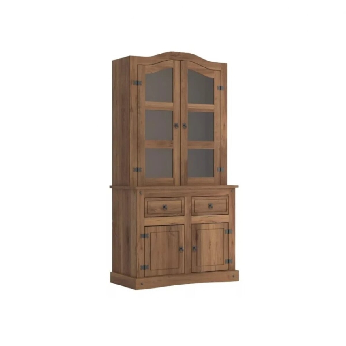 Cristalero Con Alzada Madera 4 Puertas 2 Cajones Nogal 