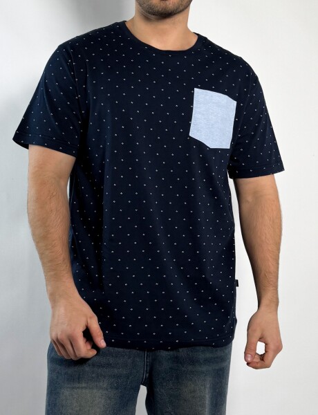 Remera estampada con bolsillo Calamaro Azul