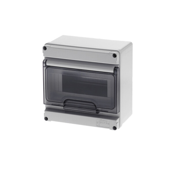 Tablero de adosar din 8 módulos puerta fumé, IP65 GR5062