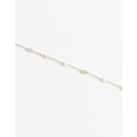 Collar Corto Metal Y Beads Dorado