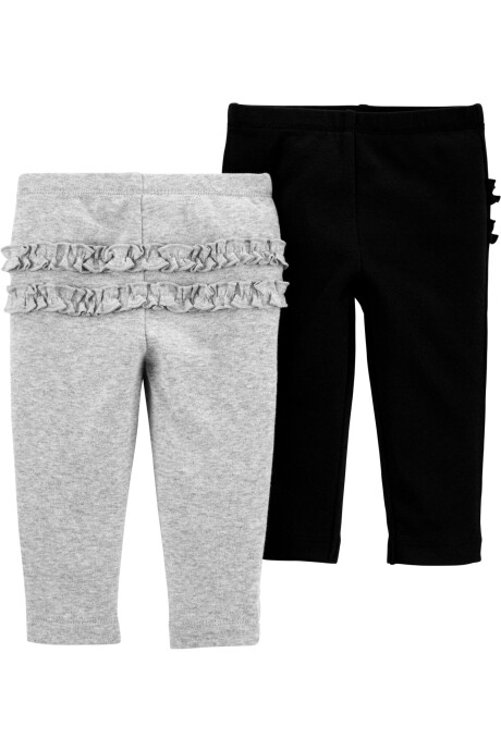 Pack dos pantalones de algodón con volados Sin color