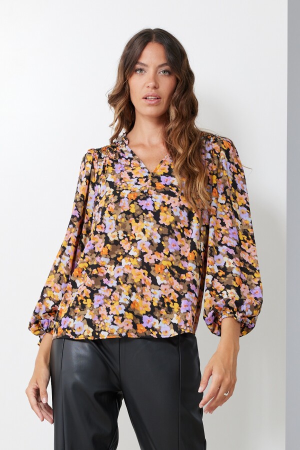 Blusa Gasa Print NEGRO/MULTI