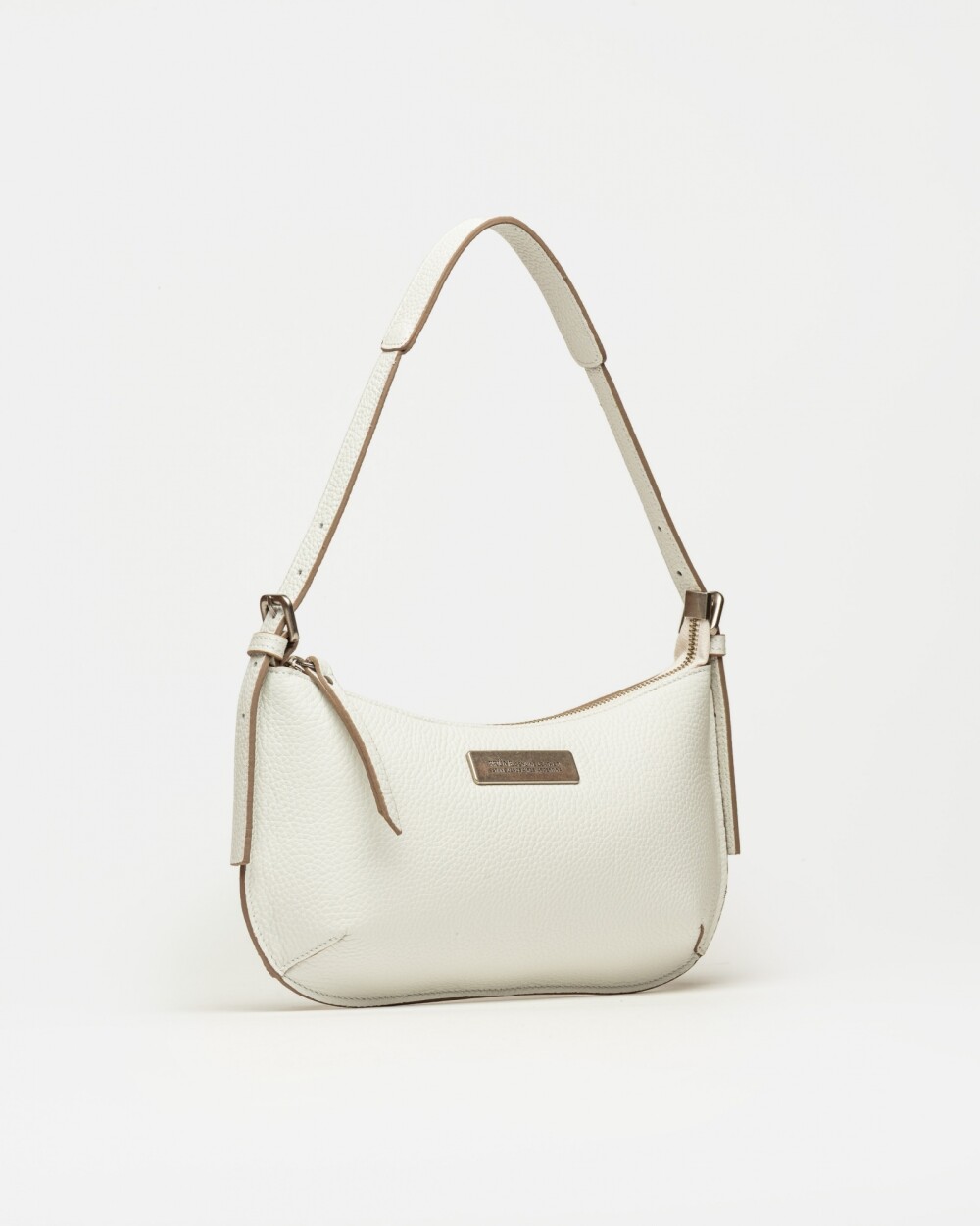 Cartera al hombro Mia en cuero graneado Blanco