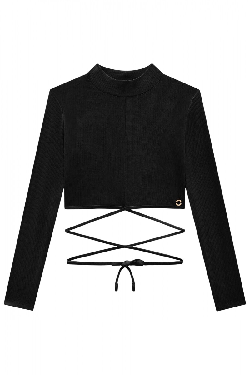 BLUSA CROPPED MANGA LARGA - BLUSA CROPPED MANGA LARGA - negro 