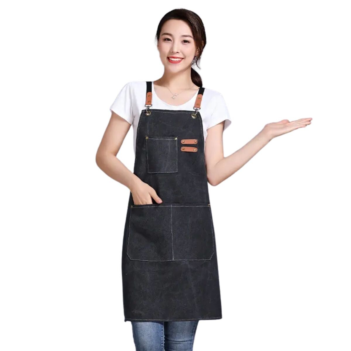 Delantal Unisex y Ajustable Para Chef Estudio Cocina Mesero - Negro 