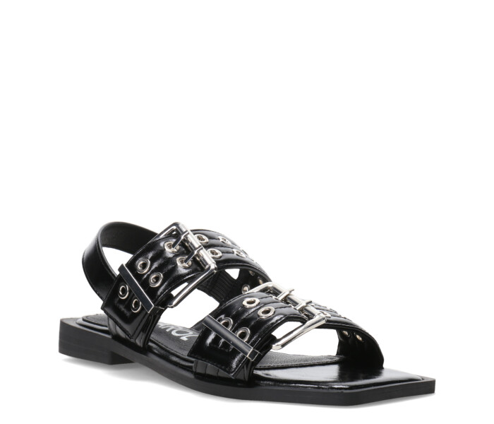Sandalia KELMO chata con hebillas Black