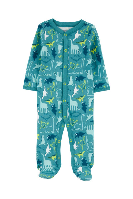 Pijama una pieza de algodón con pie diseño dinosaurios Sin color