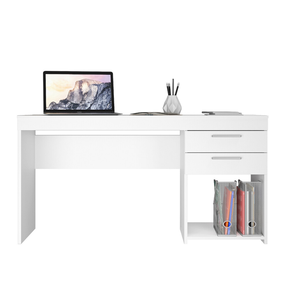 Escritorio dos cajones y espacio BLANCO