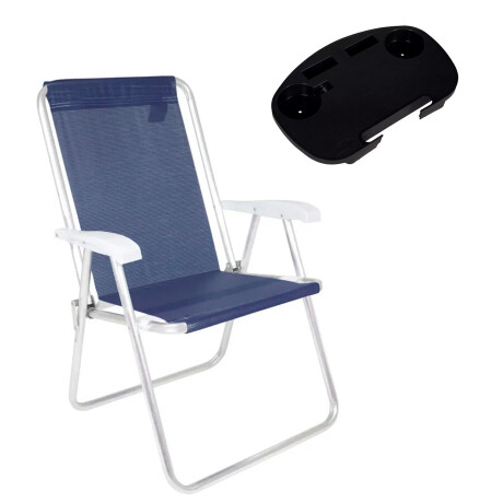 Set de Silla Playa Pleg Alum + Mesa Lateral Port Divisiones Azul Marino
