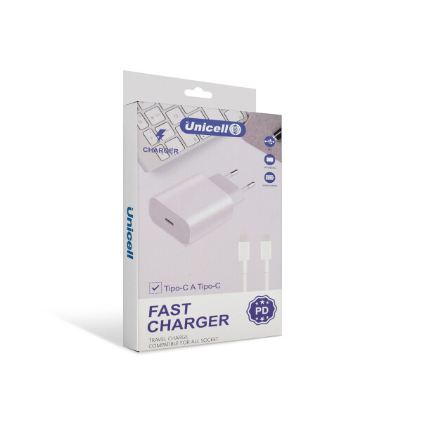 Cargador de pared Unicell 20W con cable Tipo-C Cargador De Pared Unicell 20w Con Cable Tipo-c