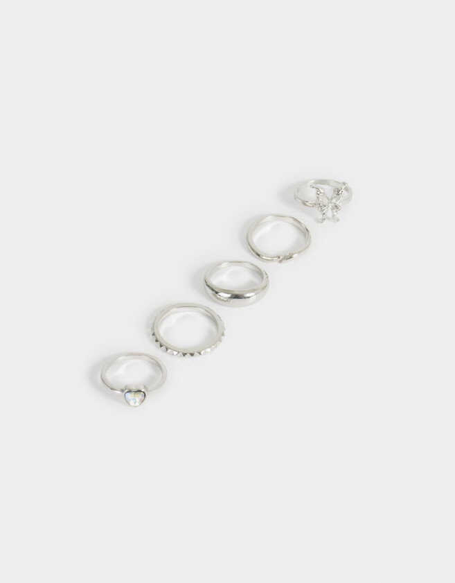 Sets Anillos Con Mariposas Set De Anillos Con Mariposas - Plateado