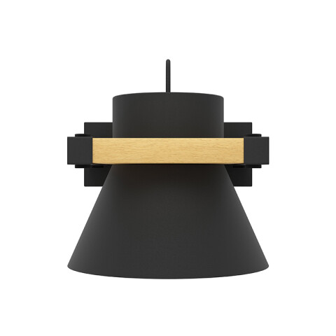 Lámpara de pared E27 acero negro y madera MACCLES EG6136