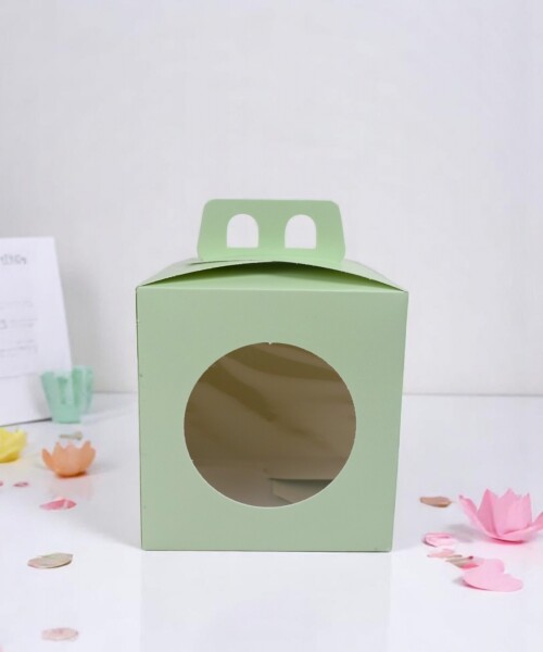 Caja flexi 52 13x13x12 con visor + asa. VERDE AGUA