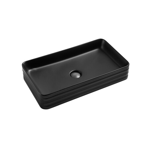 Bacha Ovalada De Apoyo De Loza Negro Mate Con Desague Negro Mate Aqualia 000