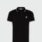 Moncler - Polo de Piqué de Algodón con Ribetes Tricolor Negro