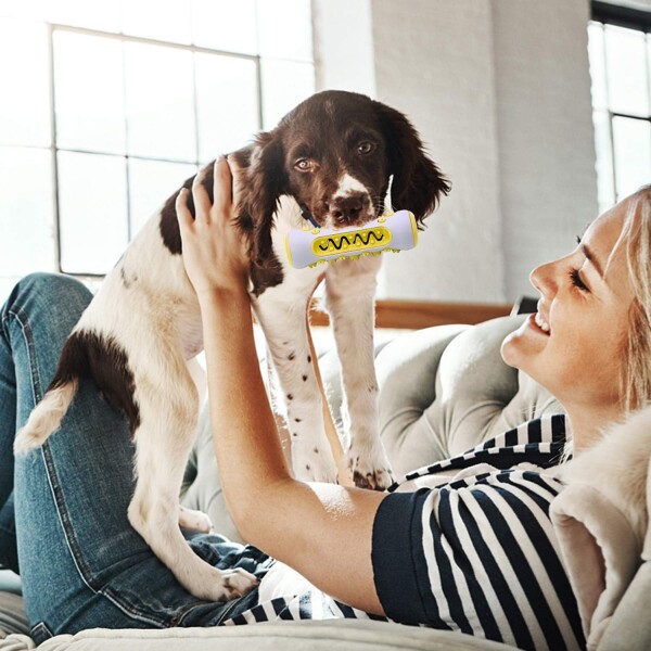 Juguete Dental Hueso Dispensador Comida Perro Anti Sarro Color Variante Blanco Amarillo