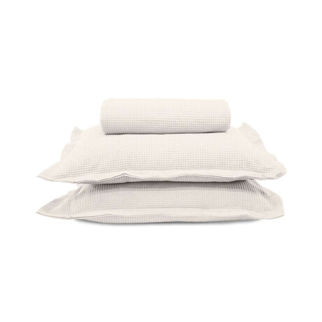 Juego Colcha y Funda Piquet Dohler Queen 100% Algodón Marfil