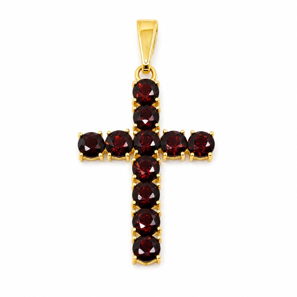 Cruz En Oro 18K Con 11 Granates Cruz En Oro 18K Con 11 Granates