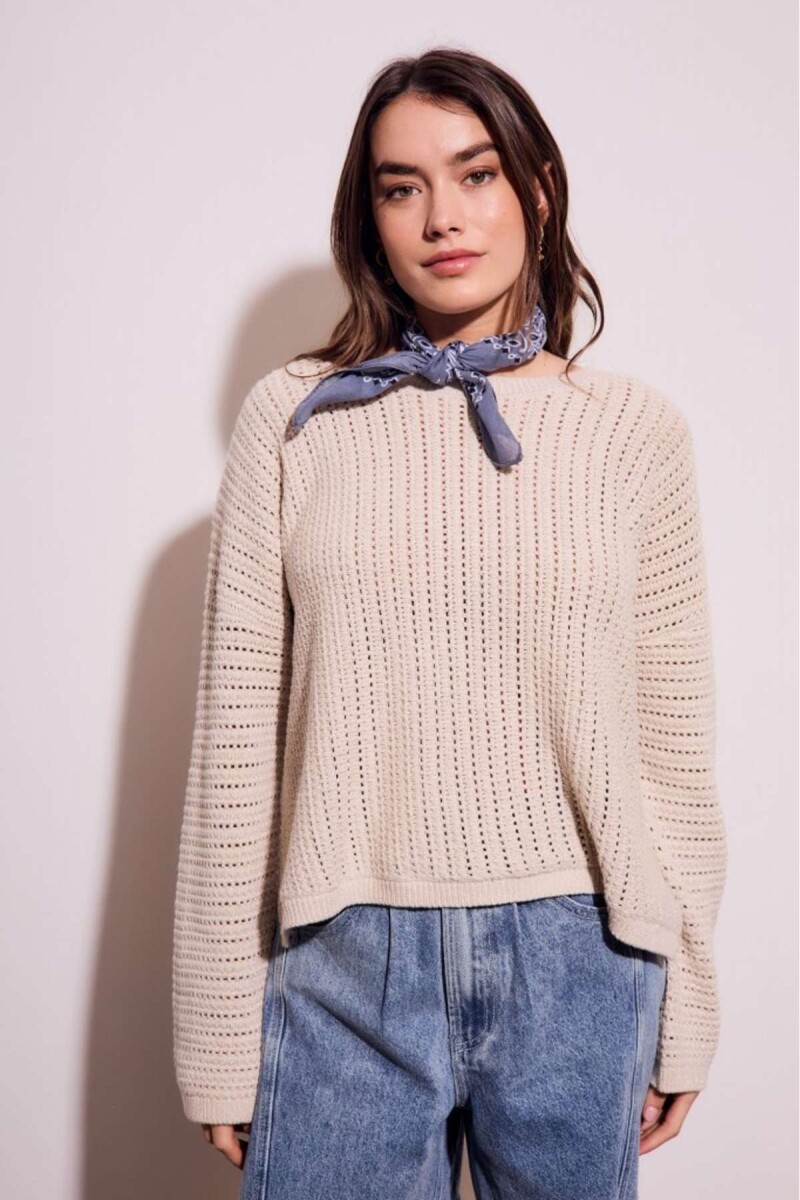 Sweater Texturado Lurex - Beige Melange 