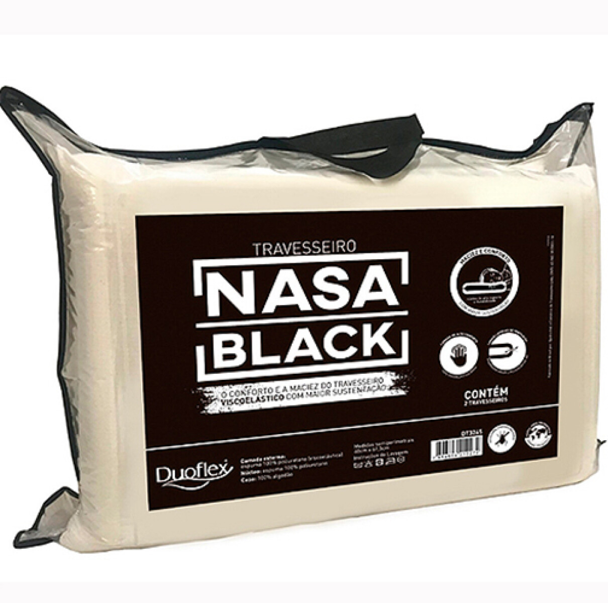 PACK x 2 ALMOHADAS MDS Nasa Viscolástica Black - Sin color 