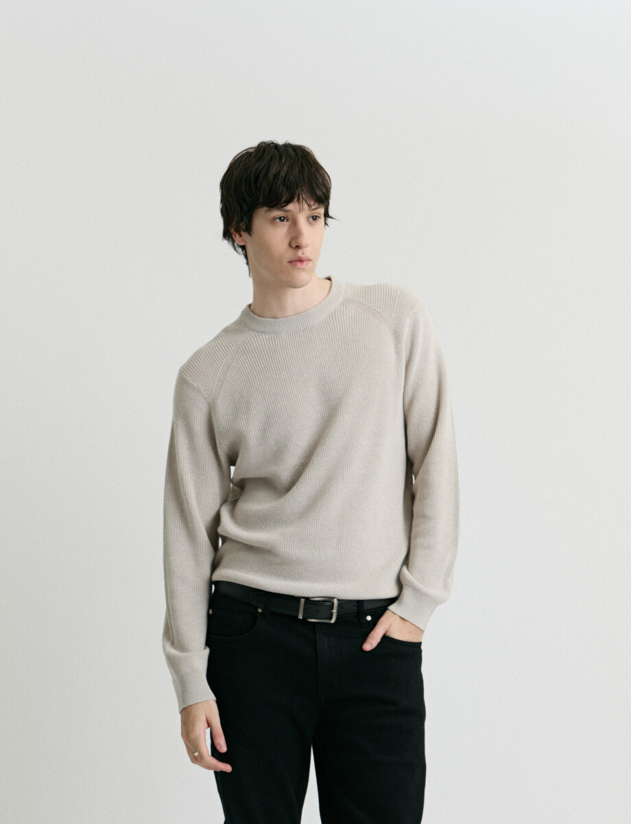 470986 SWEATER HARRINGTON LABEL Beige Melange