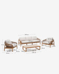Set Vellana sofá 3 plazas, 2 sillones y mesa centro madera maciza acacia FSC 100% cuerda b Set Vellana sofá 3 plazas, 2 sillones y mesa centro madera maciza acacia FSC 100% cuerda b